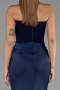 Abendkleid im Meerjungfrau-Stil Lang Satin Marineblau ABU5820