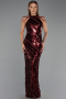 Abendkleid Lang Schuppig Weinrot ABU6417