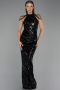 Abendkleid Lang Schuppig Schwarz ABU6417