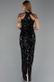 Abendkleid Lang Schuppig Schwarz ABU6417