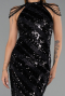 Abendkleid Lang Schuppig Schwarz ABU6417