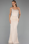 Abendkleid Lang Spitze Beige ABU5717