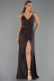 Abschlusskleid Lang Satin Braun ABU6427