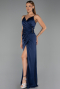 Abschlusskleid Lang Satin Marineblau ABU6427