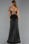 Abschlusskleid Lang Satin Schwarz ABU6427