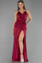 Abschlusskleid Lang Satin Kirschrot ABU6427
