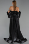 Abendkleid Lang Perlenbesetzt Schwarz ABU6351
