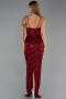 Abendkleid Lang Schuppig Weinrot ABU6308