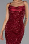 Abendkleid Lang Schuppig Weinrot ABU6308
