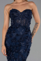 Abendkleid im Meerjungfrau-Stil Lang Marineblau ABU6625