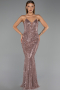Abendkleid Lang Perlenbesetzt Kupfer ABU6433