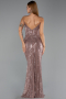 Abendkleid Lang Perlenbesetzt Kupfer ABU6433