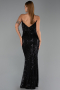 Abendkleid Lang Perlenbesetzt Schwarz ABU6433