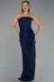 Standesamtkleid Lang Spitze Marineblau ABU6438