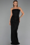 Standesamtkleid Lang Spitze Schwarz ABU6438