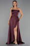 Abschlusskleid Lang Satin Pflaume ABU6130