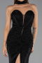 Abendkleid Lang Perlenbesetzt Schwarz ABU6440