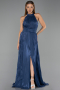 Abendkleid Lang Chiffon Marineblau ABU6441