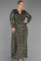 Abendkleid in Übergröße Lang Schuppig Khaki ABU6488