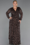 Abendkleid in Übergröße Lang Schuppig Braun ABU6488