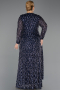 Abendkleid in Übergröße Lang Schuppig Marineblau ABU6488