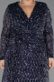 Abendkleid in Übergröße Lang Schuppig Marineblau ABU6488