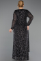 Abendkleid in Übergröße Lang Schuppig Schwarz-Silber ABU6488