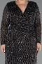 Abendkleid in Übergröße Lang Schuppig Schwarz-Silber ABU6488