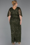 Abendkleid in Übergröße Lang Schuppig Khaki ABU6064