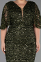 Abendkleid in Übergröße Lang Schuppig Khaki ABU6064