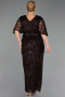 Abendkleid in Übergröße Lang Schuppig Braun ABU6064