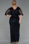Abendkleid in Übergröße Lang Schuppig Marineblau ABU6064