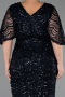 Abendkleid in Übergröße Lang Schuppig Marineblau ABU6064