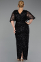 Abendkleid in Übergröße Lang Schuppig Schwarz ABU6064
