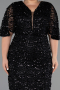 Abendkleid in Übergröße Lang Schuppig Schwarz ABU6064