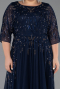 Abendkleid in Übergröße Lang Marineblau ABU6489