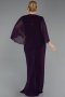 Abendgarderobe in Großen Größen Lang Chiffon Violett dunkel ABU6490