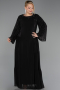 Abendgarderobe in Großen Größen Lang Chiffon Schwarz ABU6491