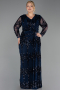Abendkleid in Übergröße Lang Schuppig Marineblau ABU6493