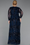 Abendkleid in Übergröße Lang Schuppig Marineblau ABU6493