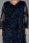 Abendkleid in Übergröße Lang Schuppig Marineblau ABU6493