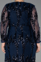 Abendkleid in Übergröße Lang Schuppig Marineblau ABU6493