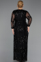 Abendkleid in Übergröße Lang Schuppig Schwarz ABU6493