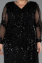 Abendkleid in Übergröße Lang Schuppig Schwarz ABU6493