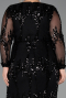 Abendkleid in Übergröße Lang Schuppig Schwarz ABU6493