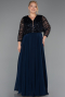 Kleider in Großen Größen Lang Chiffon Marineblau ABU6495