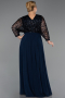 Kleider in Großen Größen Lang Chiffon Marineblau ABU6495