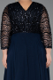 Kleider in Großen Größen Lang Chiffon Marineblau ABU6495