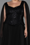 Kleider in Großen Größen Lang Chiffon Schwarz ABU6422
