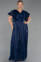 Kleider in Großen Größen Lang Chiffon Marineblau ABU6423